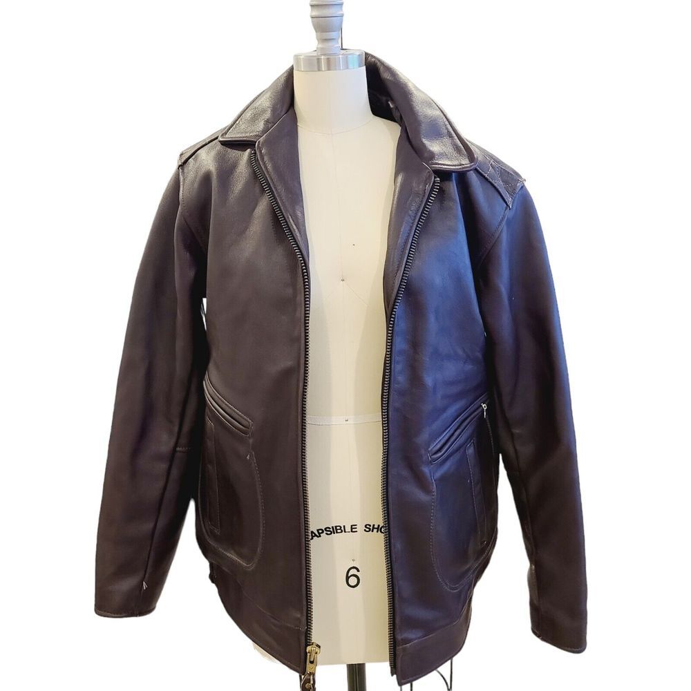 Vintage VANSON‎ Brown Leather Biker Jacket Made In USA Excellent Cond Mens Sz 40